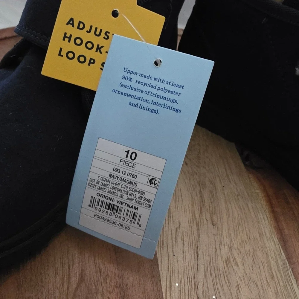 Cat & Jack Ankle Boots Toddler 10 Navy New Faux Fur Hook and Loop Magnus